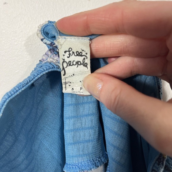 Free People Blue Floral Strapless Mini Dress Women's Small - Picture 11 of 12